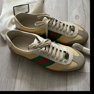 Gucci screeners sneakers shoes leather lace up authentic luxury Women’s 10-10,5